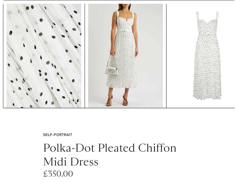 Self-Portrait Polka-Dot Pleated Chiffon Midi Dress - Picture 7 of 11